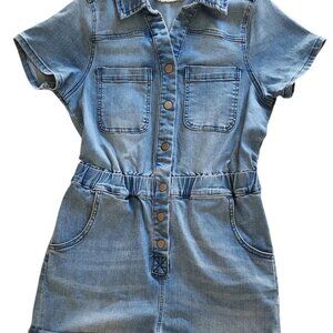 Altar'd State Skylar Denim Light Wash Jean Shorts Romper M